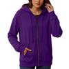 Women's Loose And Comfortable Zipper V-neck Long Sleeved Solid Color Pullover Sweatshirt Jacket