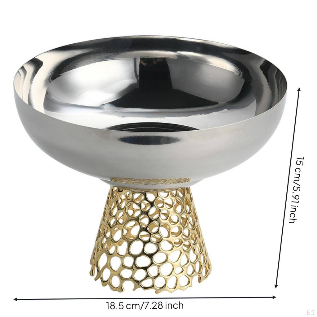 Fruit Bowl with Pedestal Stainless Steel MirrorPolished for Dining Table, Kitchen,