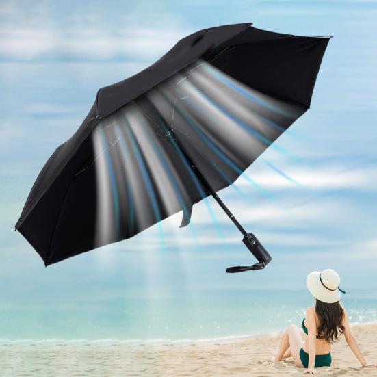 Fan Umbrella with UV Protection Rechargeable Fan Sun Umbrella for Fishing Golfing Beach Picnics Outdoor Activities