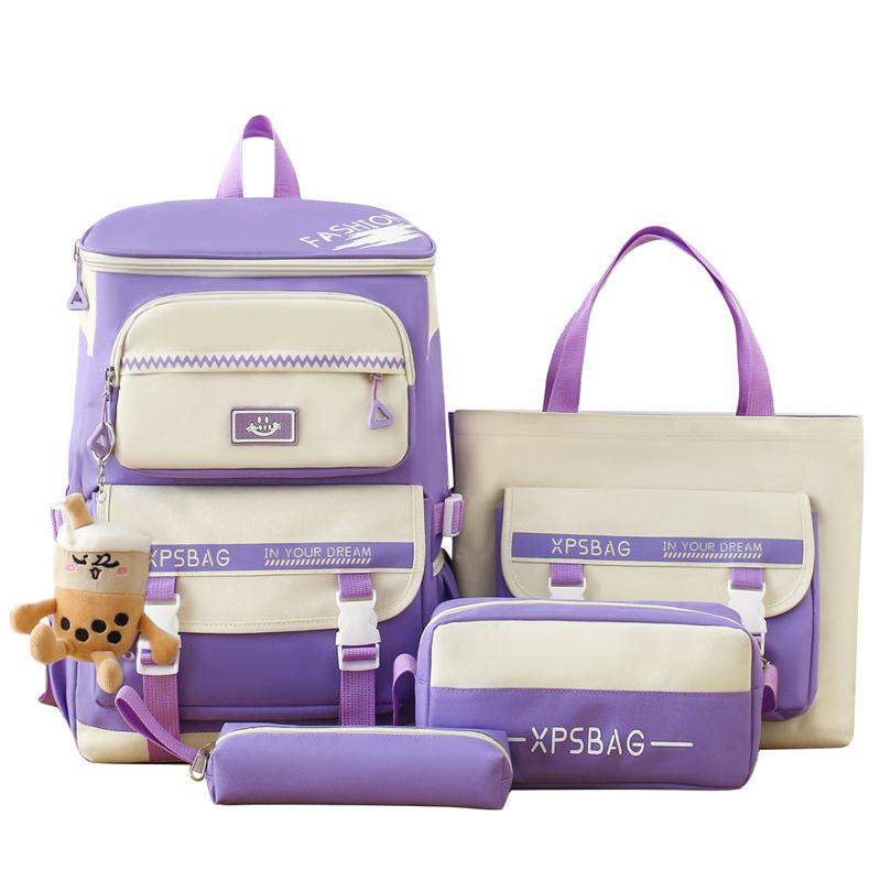 Schoolbag School Bag Large Capacity Fashion Primary School Students Multi-piece Backpack Fifth and Sixth Grade Large Capacity Backpack Portable