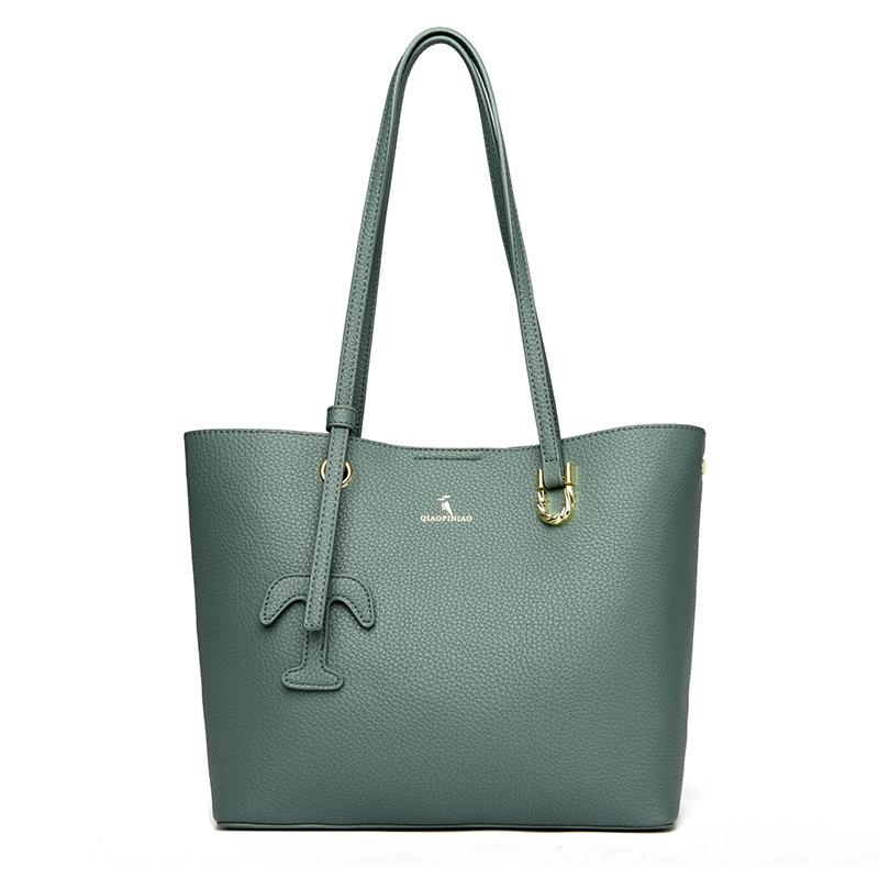 Trendy Fashion Retro Portable Tote Bag New Solid Color Soft Leather Texture Shoulder Bag Commuting To Work Large Capacity Women's Bag