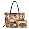 Contrasting color plaid splicing shoulder handbag