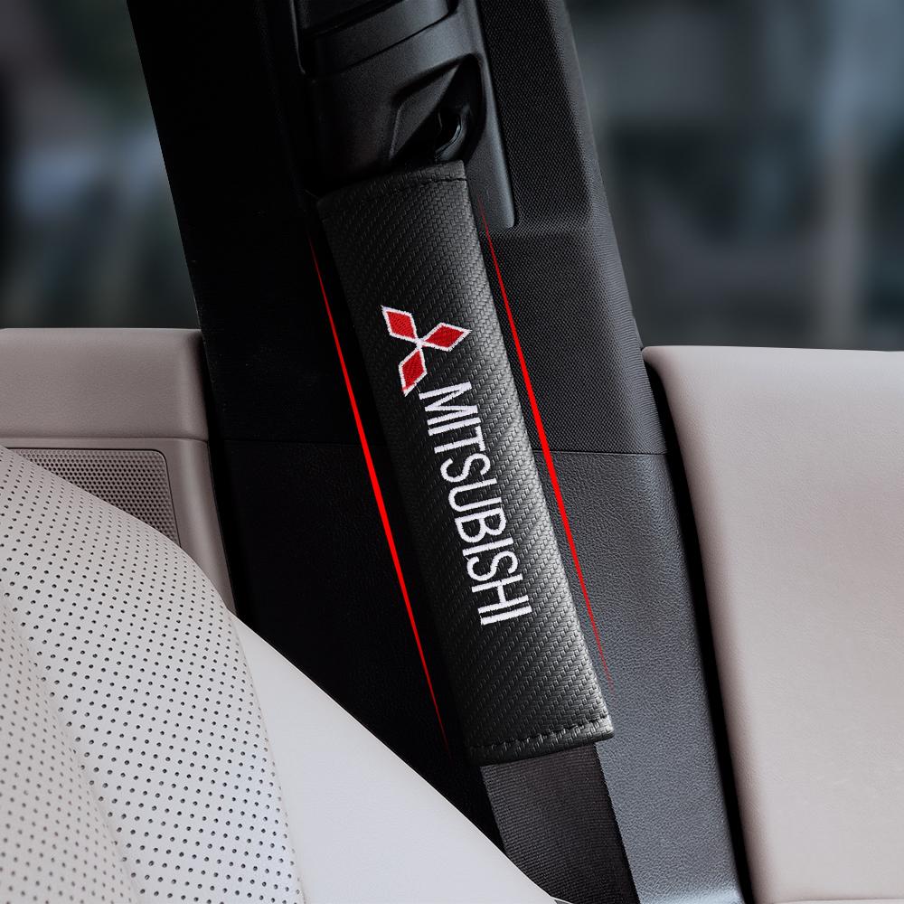 1/2pcs Car Seat Belt Cover Auto Carbon Fiber Safety Belts Shoulder Protection For Mitsubishi L200 Colt Evolution Mirage Cross