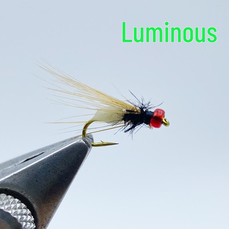 Светящаяся крючковая оснастка для ловли мошек и мух с приманкой-лепестком подсолнуха