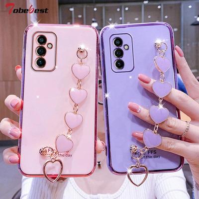 Fashion Love Bracelet Chain Plating Silikonové pouzdro pro Samsung Galaxy M53 M33 M62 M52 M42 M32 M22 M12 M02 M31 M51 4G 5G kryt