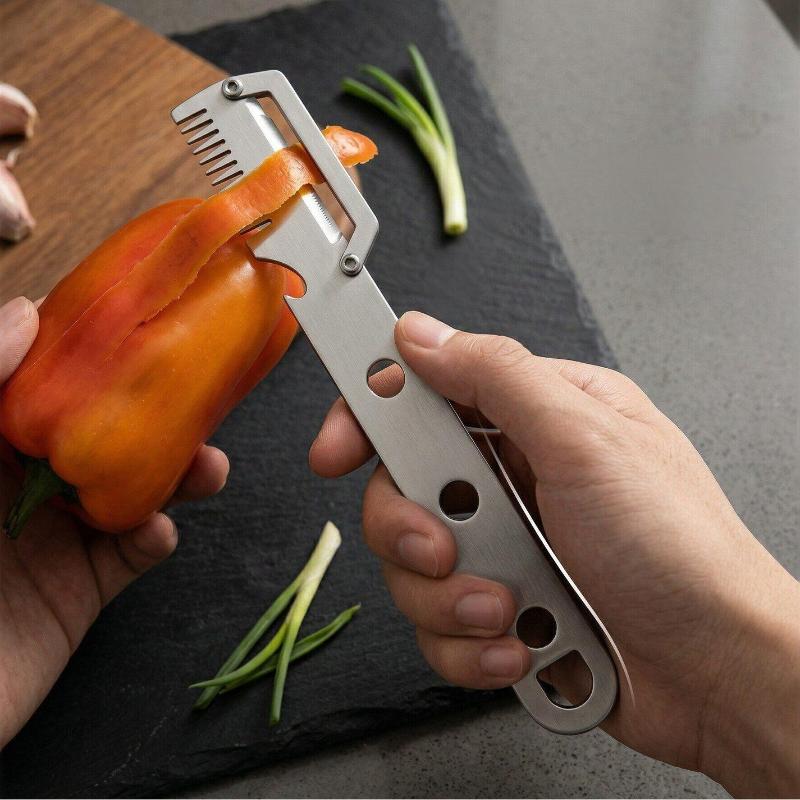 Pelapatate Antiscivolo Robusto in Acciaio Inossidabile Pelapatate e Affettatore per Verdure Casa Multiuso Tagliafiori per Cipolle