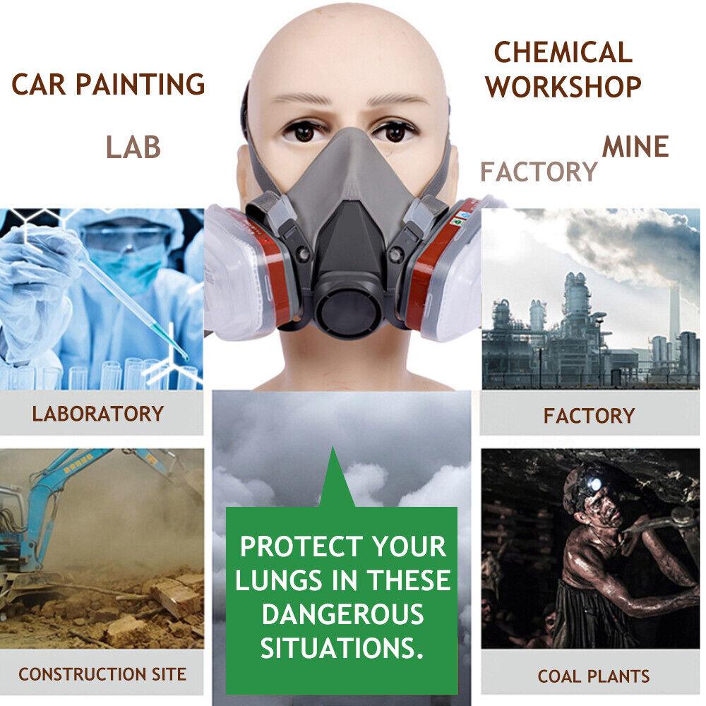 Half Face Cover Gas Mask with Double Filtration for Painting, Chemical, Dust, Smoke