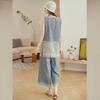 Bailuyu Lace Hollow Out Blouse & Jeans 2-Piece Set