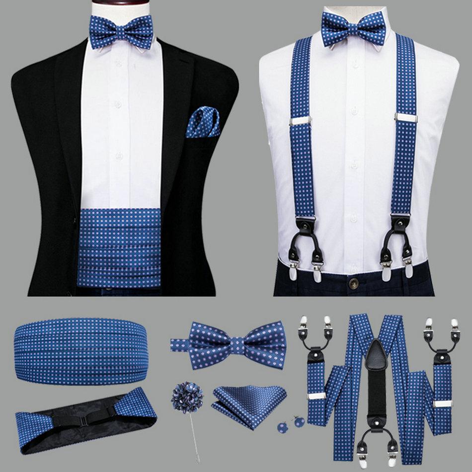 Buy Fashion Mens Dress Suit Suspenders Bowtie Cummerbund Pocket Square