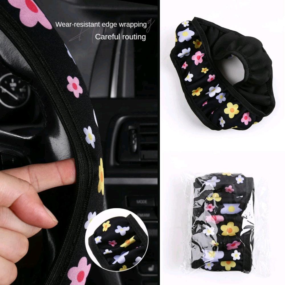 1 Stück Neue kleine Blume Styling Elastisch ohne Innenring Universalzweck Auto Lenkradbezug Atmungsaktiver und saugfähiger Bezug
