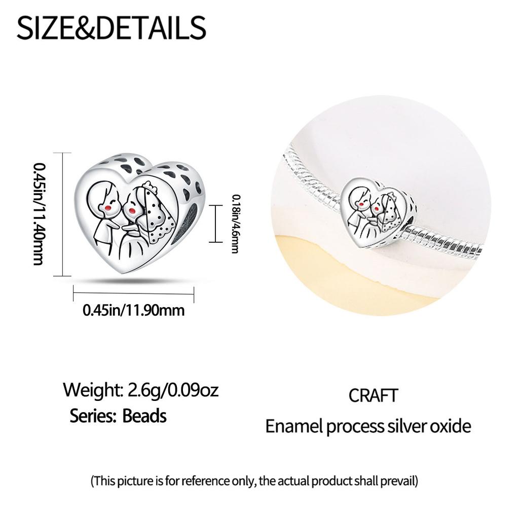 925 Sterling SilverCharms Girl Couple Valentine's Day Beads Pendant Fit 925 Silver Bracelet DIY Woman Jewelry Gift for Friend