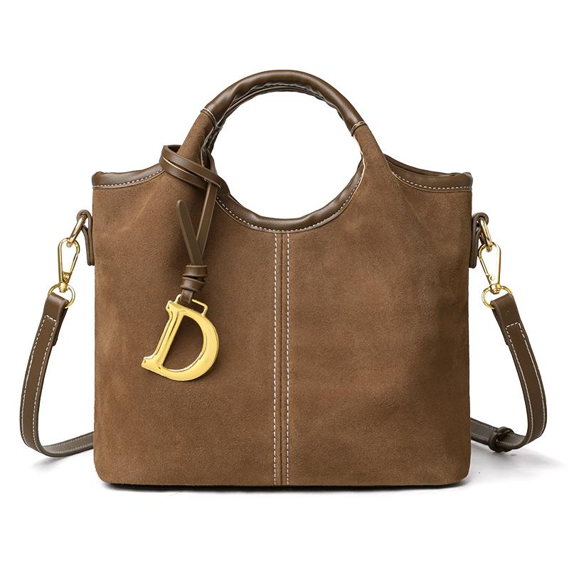 Genuine Leather Handbag Fashion Deerskin Velvet Women Vintage Shoulder Tote Bag Luxury Designer Cowhide Ladies  Crossbody Bags 23CM 11CM 19CM