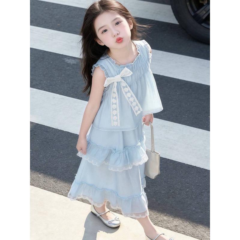 Girls' Sweet Set - Summer Children's Princess Top and Skirt Set (Two Pieces)