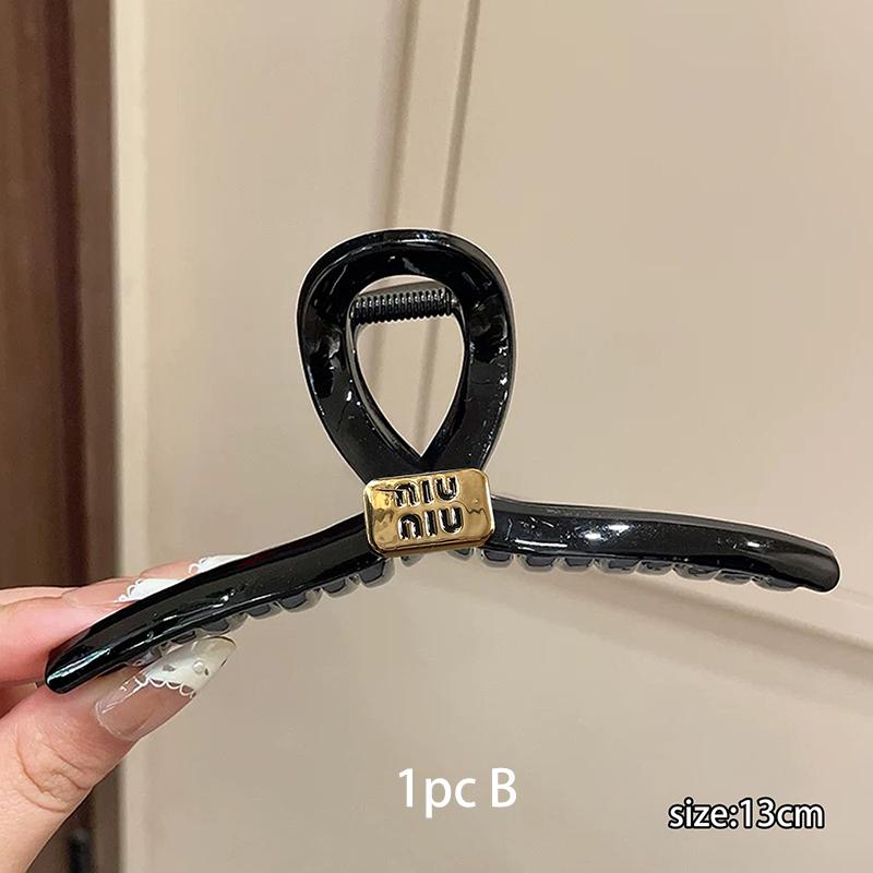 

1 шт. минималистичный черный краб для волос с буквенным принтом, женская высококачественная большая заколка для густых волос, заколка-акула головной убор для прически «пучок»