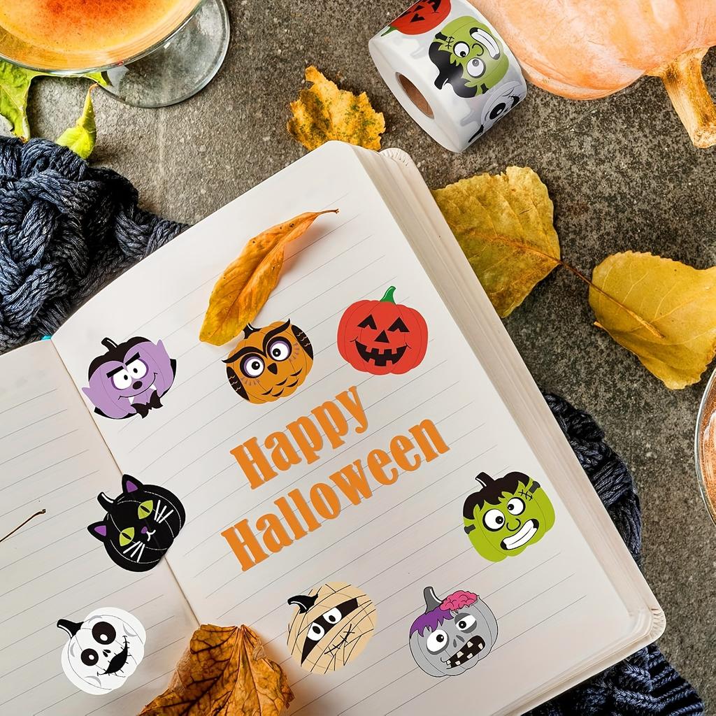Halloween Horror Kürbis Aufkleber - 8 einzigartige Kürbisdesigns für Umschläge, Wasserflaschen, Handyhüllen, Journals & DIY Dekorationen
