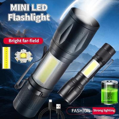 1-4 pezzi torcia a LED ricaricabile ad alta potenza mini torcia zoom campeggio esterno forte lampada lanterna torcia impermeabile