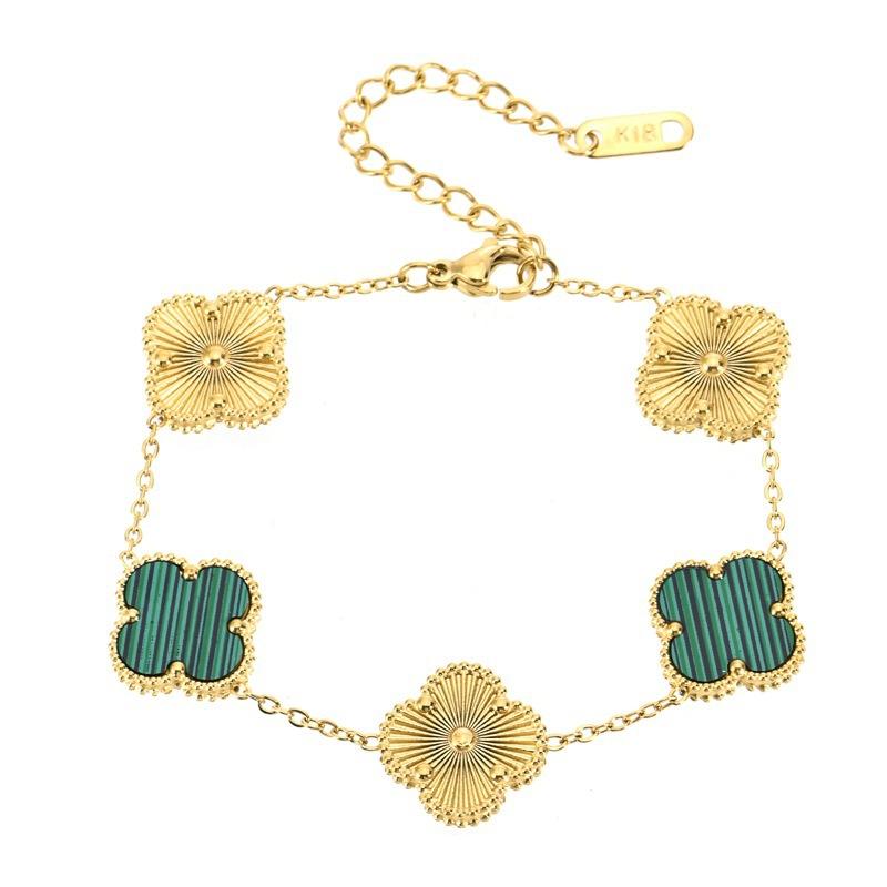 15mm Titanium Steel Four-Leaf Clover Five-Flower Bracelet Stylish and High-End Women's Bangle