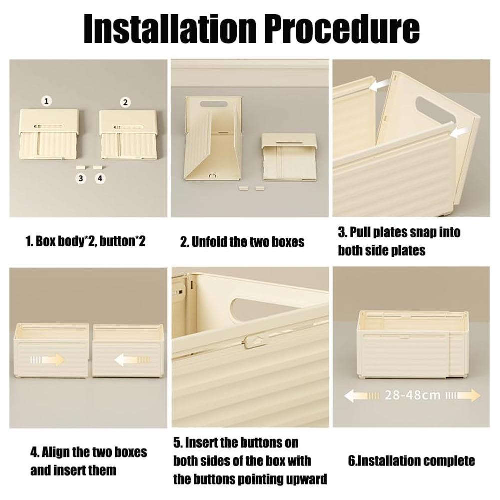 2Pcs Retractable Storage Bins with Handles Drawer Organizer Organisers Container Baskets for Kitchen Cabinets Wardrobes Bathroom