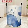 1pc Blue Whale Ocean-Themed Laundry Basket - Soft Round Hamper with Sturdy Whale, Suitable for Room Decor, Storage, Contemporary Container, Soft Fabri