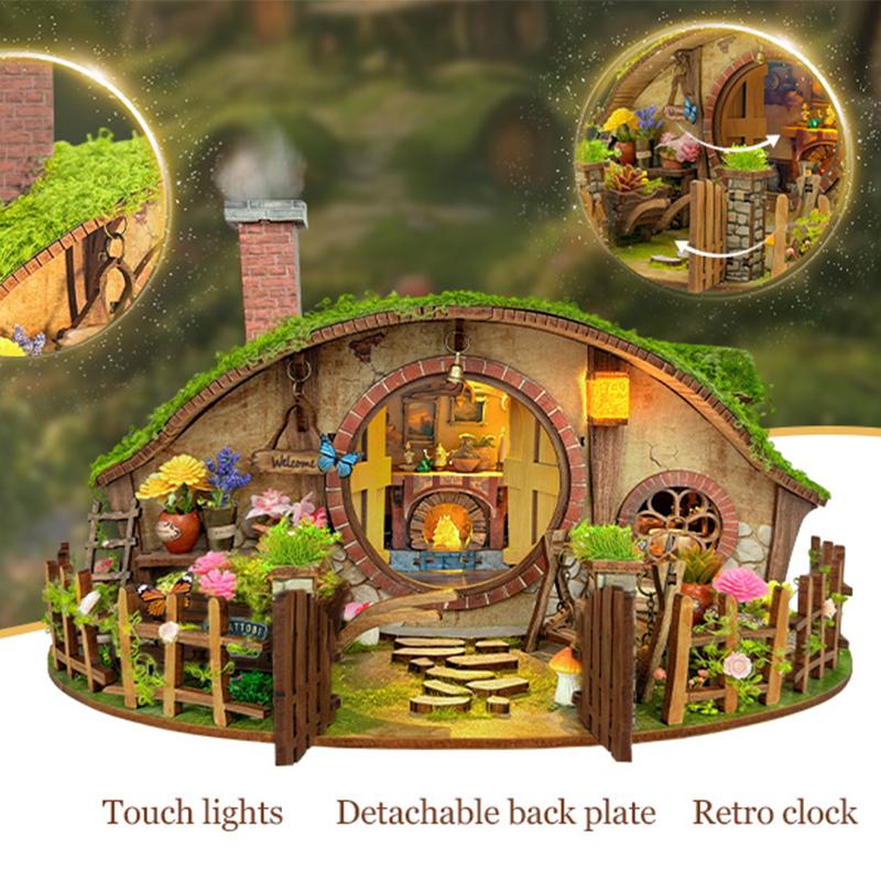 DIY Wooden Magic Ring House Figurines Miniatures Handmade Forest Casa for Friends Birthday Gifts Home Decoration Crafts