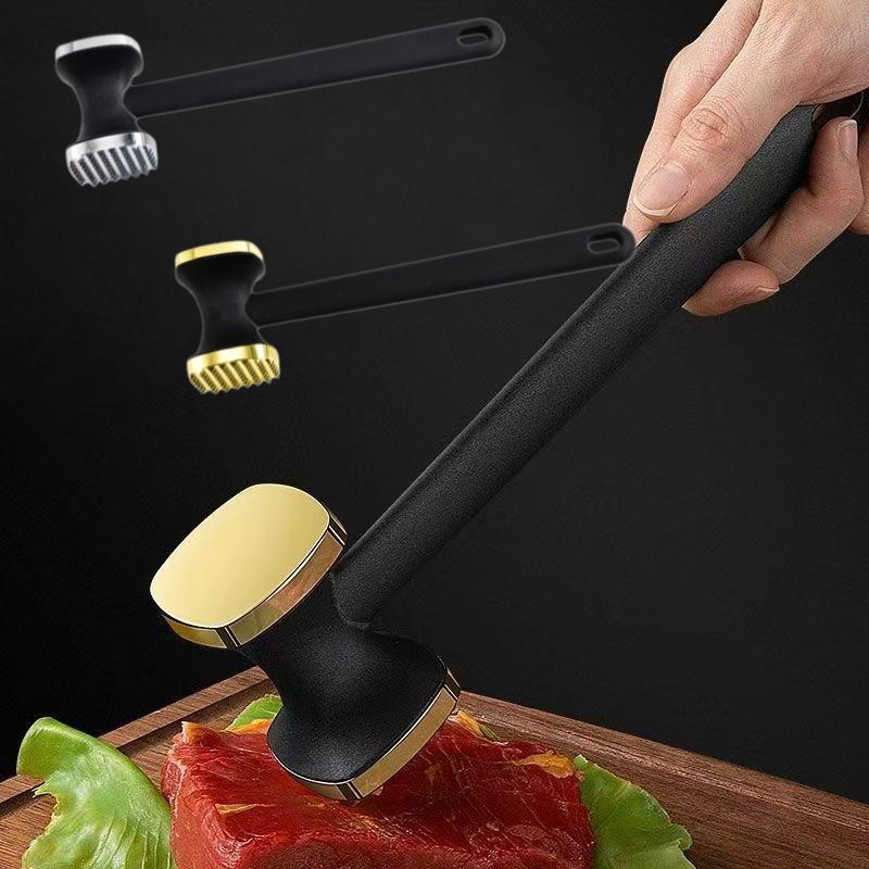 Double Sided Square Meat Hammer Metal Material with Comfort-Grip Handle Effortless Pounding Beef Kitchen Meat Tenderizer Tool