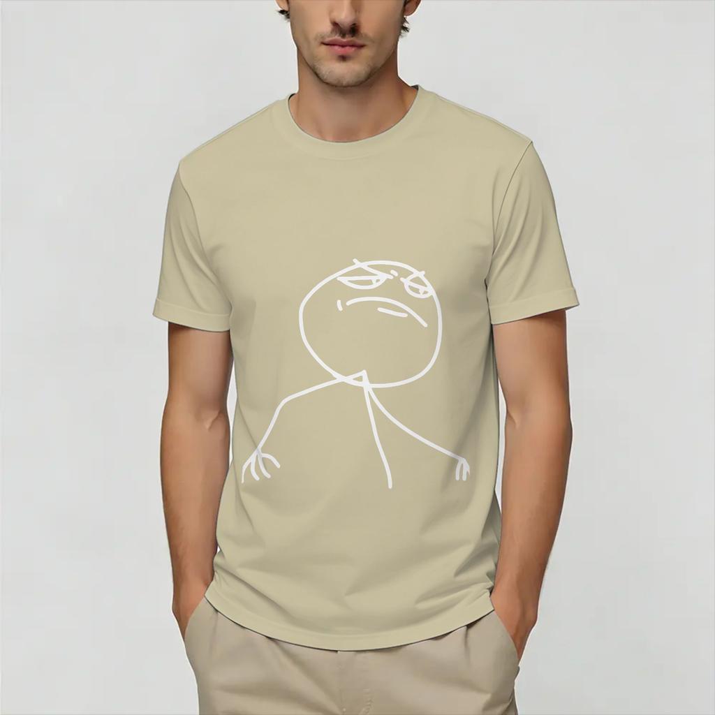 Rage Comic Trollfac Pure Cotton Tshirt For Male Beach Streetwear Tshirts O Neck Trendy Cool Tees Oversize Print Tops