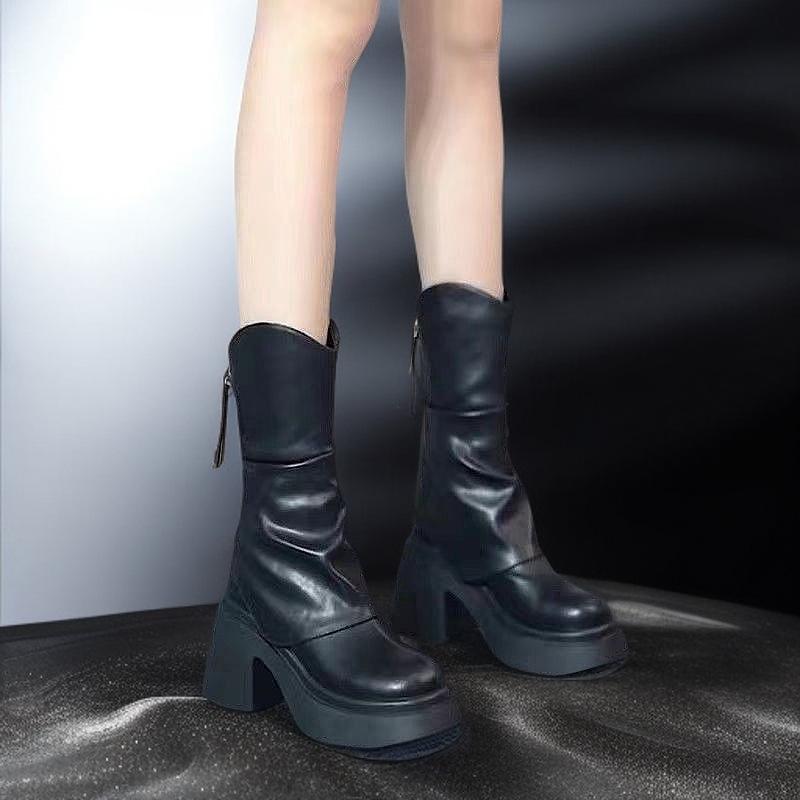 Dámské kotníkové boty Martin s malou platformou zvyšující výšku - Kulatá špička, Vodotěsné, Unisex, Ideální pro podzimní/zimní módu