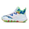 Li Ning Pioneer Primary 3.0 Confortáveis Duráveis Respiráveis Cano Médio Sapatos de Basquetebol para Crianças Sapatos de basquetebol para crianças Branco Azul Vermelho YKBT006-5