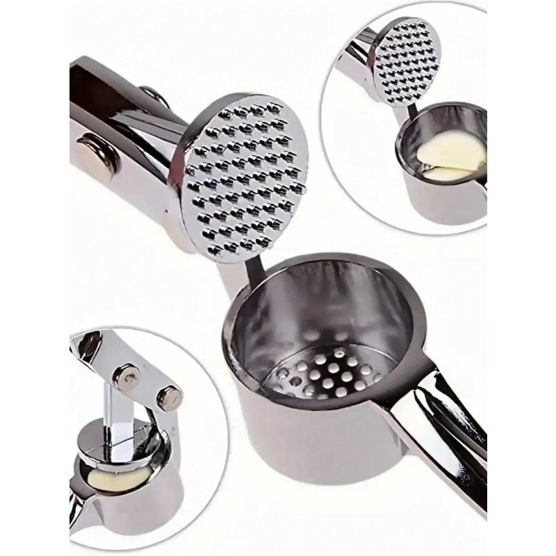 Stainless Steel Garlic Press  - Easy Clean Garlic Mincer Masher with Non-Slip Grip, Kitchen Gadget for Cooking Essentials