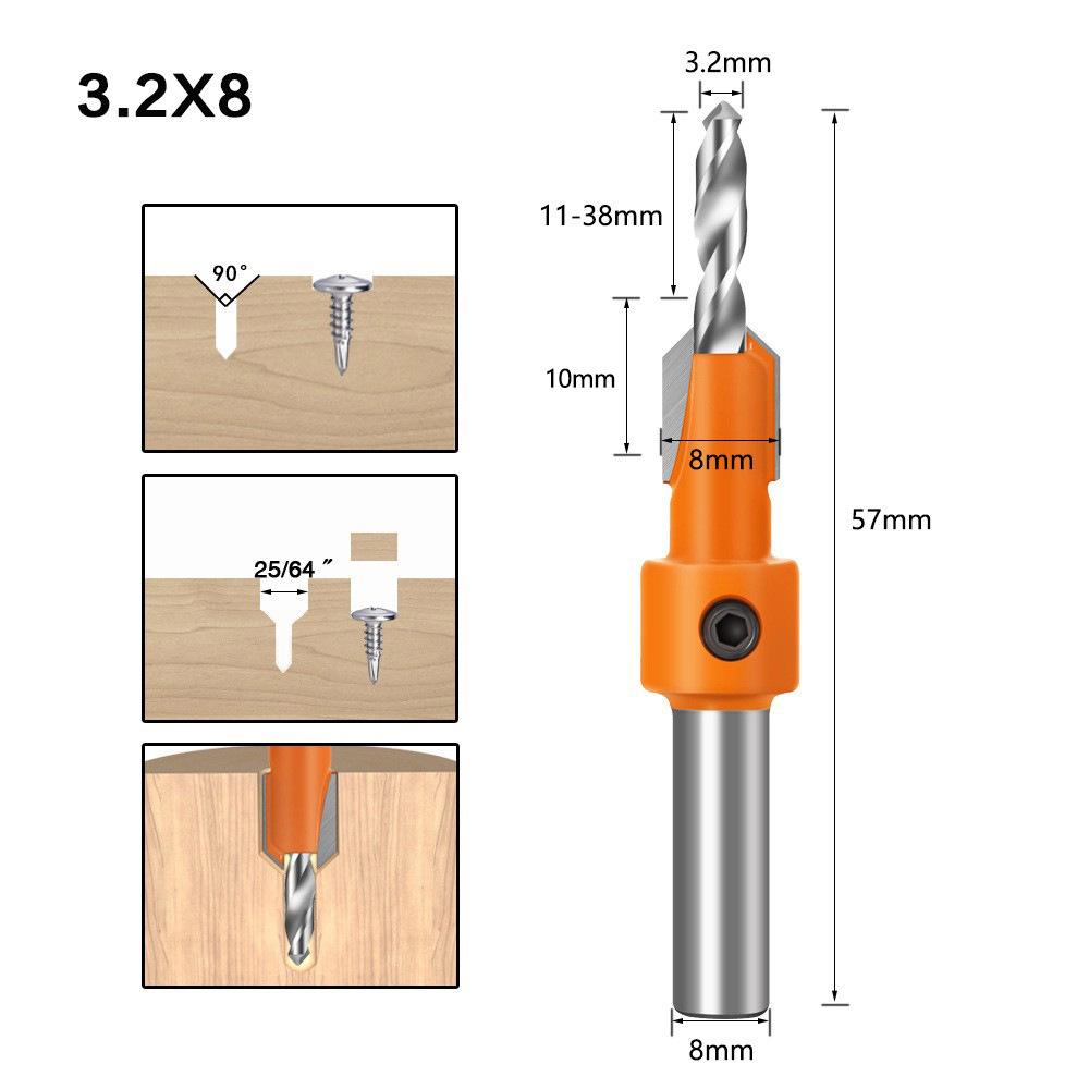 Woodworking Countersink Drill Bit Taper Hole Drilling Tool Alloy Head Screw Installation Step Drill for Wooden Convenient