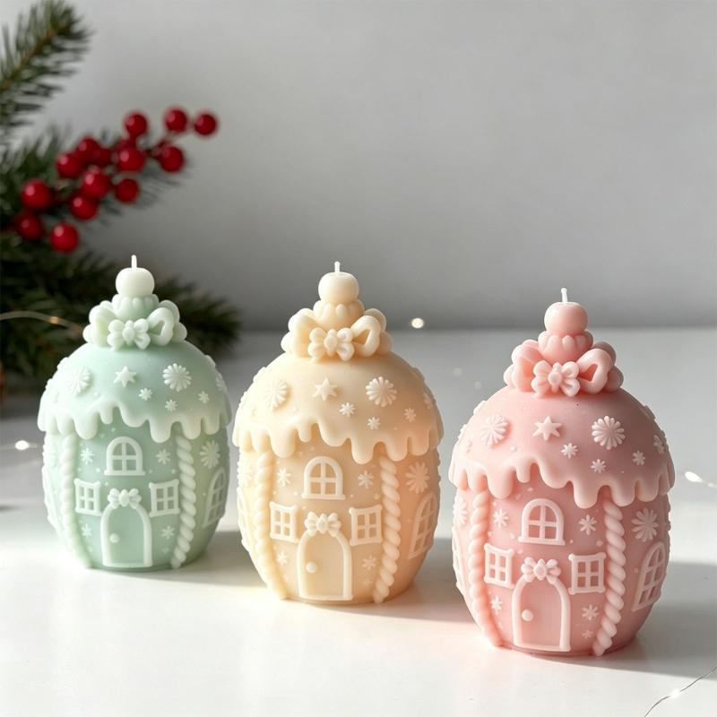 Christmas Candle Making Mould, Flexible Construction and Detailed Cavities for Handmade Soap Holiday Decoration Wax Casting
