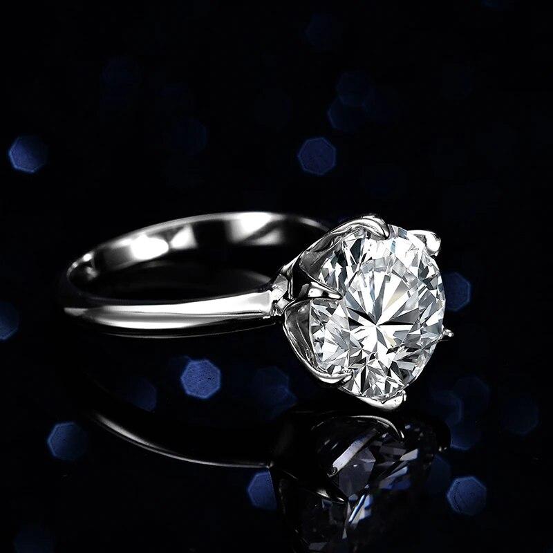 White Gold Plated 5ct Genuine Moissanite Solitaire Ring for Women Brilliant Cut 100% Solid Silver Wedding Womans Ring GRA