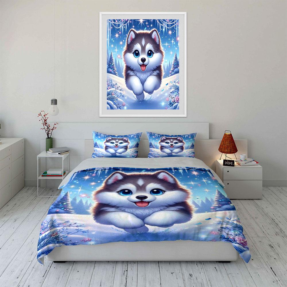 "Frosty Husky Wonderland Bliss" Bedding Sets Duvet Covers Pillowcases(1* Duvet Cover 2* Pillowcases Without Duvet Insert)