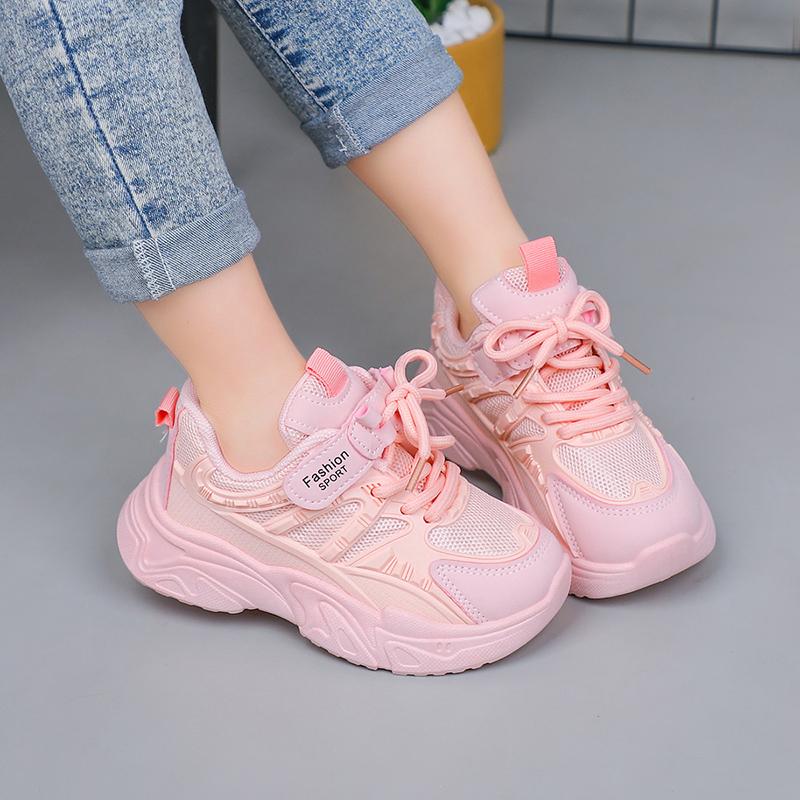 Spring New Fashionable kids shoes Comfortable Cute Casual Girls White Shoes Running Mesh Wear-Resistant Breathable Child Shoes
