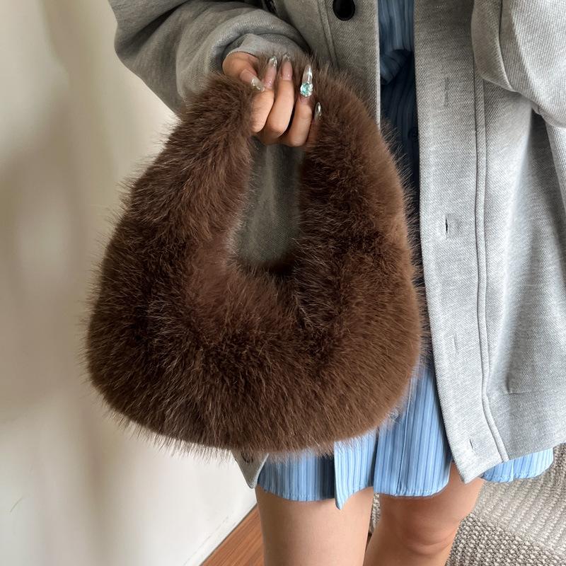 Korean Style Winter Plush High-End Women's Mini Clutch Handbag
