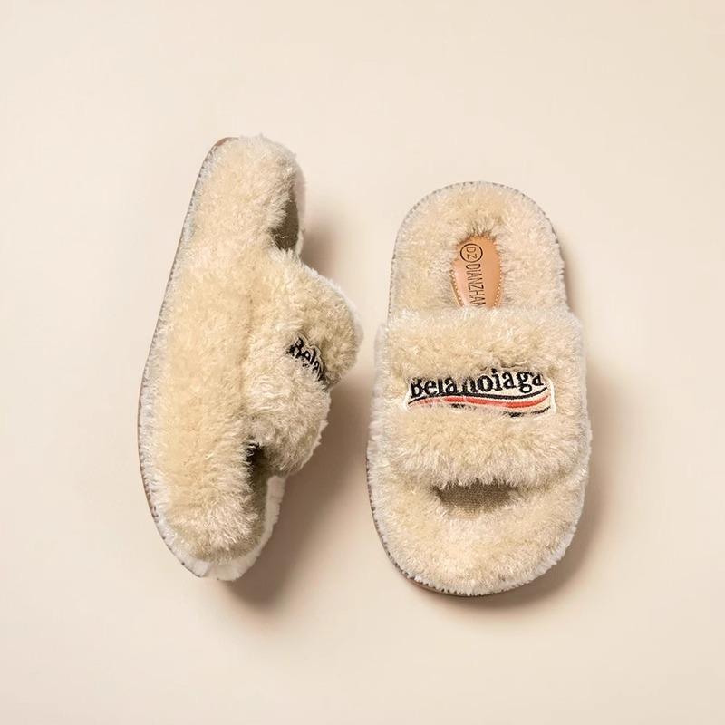 Internet Celebrity Super Fire Beautiful Fluffy Slippers Women Wear 2025 Autumn and Winter New Fashion High Sense Lamb Tide Brand Cotton Mop