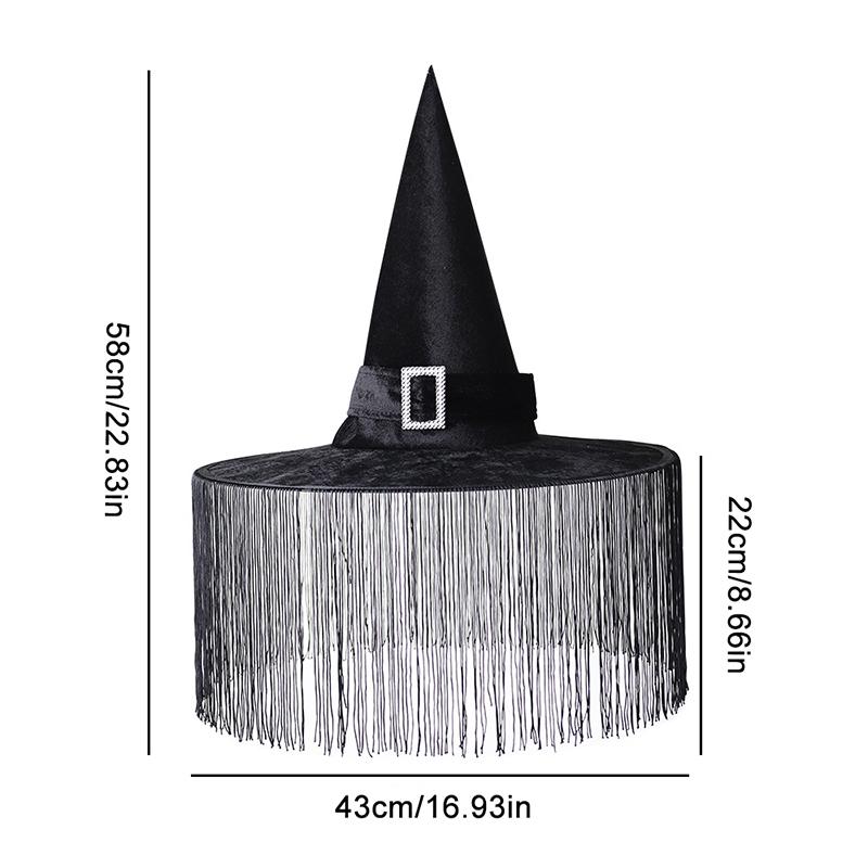 Halloween Witch Hat Wide Brim Tassel Witch Hat Costume Accessories Holiday Diy Decorations Cosplay Costume Props