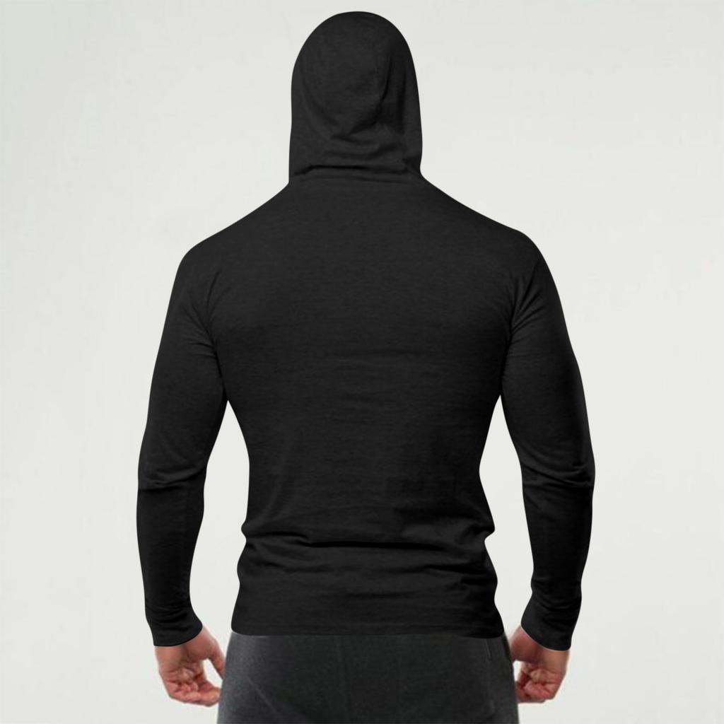 Men's Muscle Men Solid Color Blank Hooded Slim Bodybuilding Fitness Sports Long Sleeve Tops