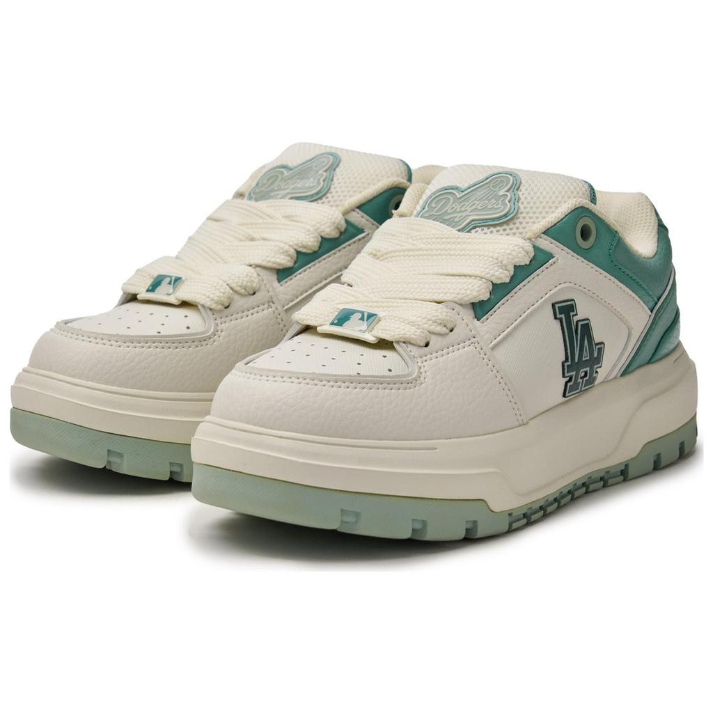 New MLB Los Angeles Dodgers Anti Slip Wear Resistant Low Top Skateboard Shoes Unisex Beige Green 3ASXCWN4N-07MTM