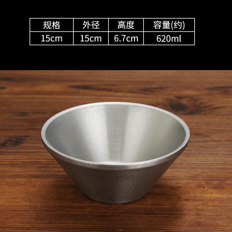 Retro Stainless Steel Salad Bowl Korean Style Double Layer Thicken V-Shaped Ramen Noodle Bowls Soup Rice Bowls Kitchen Tableware