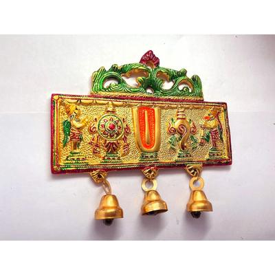Appeso a parete Simbolo di Tirupati Balaji Shankh Chakra Tilak con Hanuman ji e statua di garud