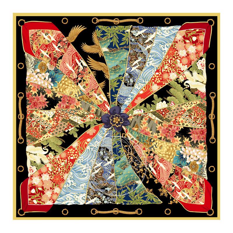 Aurora Kyoto Pattern 100% Mulberry Silk Scarf