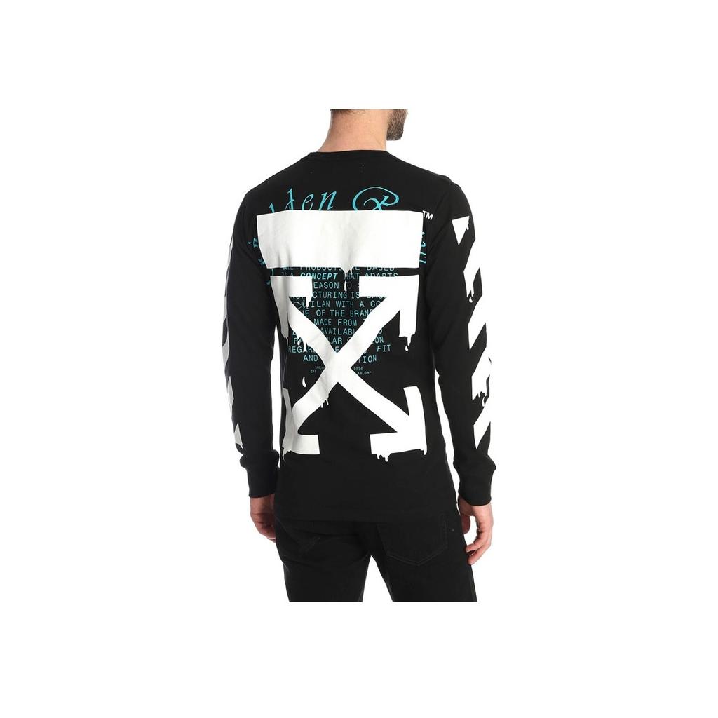 Off-White Ss20 Dripping Arrows Logo Long Sleeve T-Shirt Men Tops Black OMAB001R201850051001