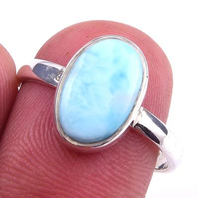 Natural Republic Larimar Gemstone 925 Solid Sterling Silver Gift Ring S.8 G9w13