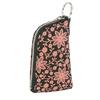 Indenya Inden Key Case Black with Pink Clematis D, Deerskin, Lacquer, Pattern, 4707-51-169