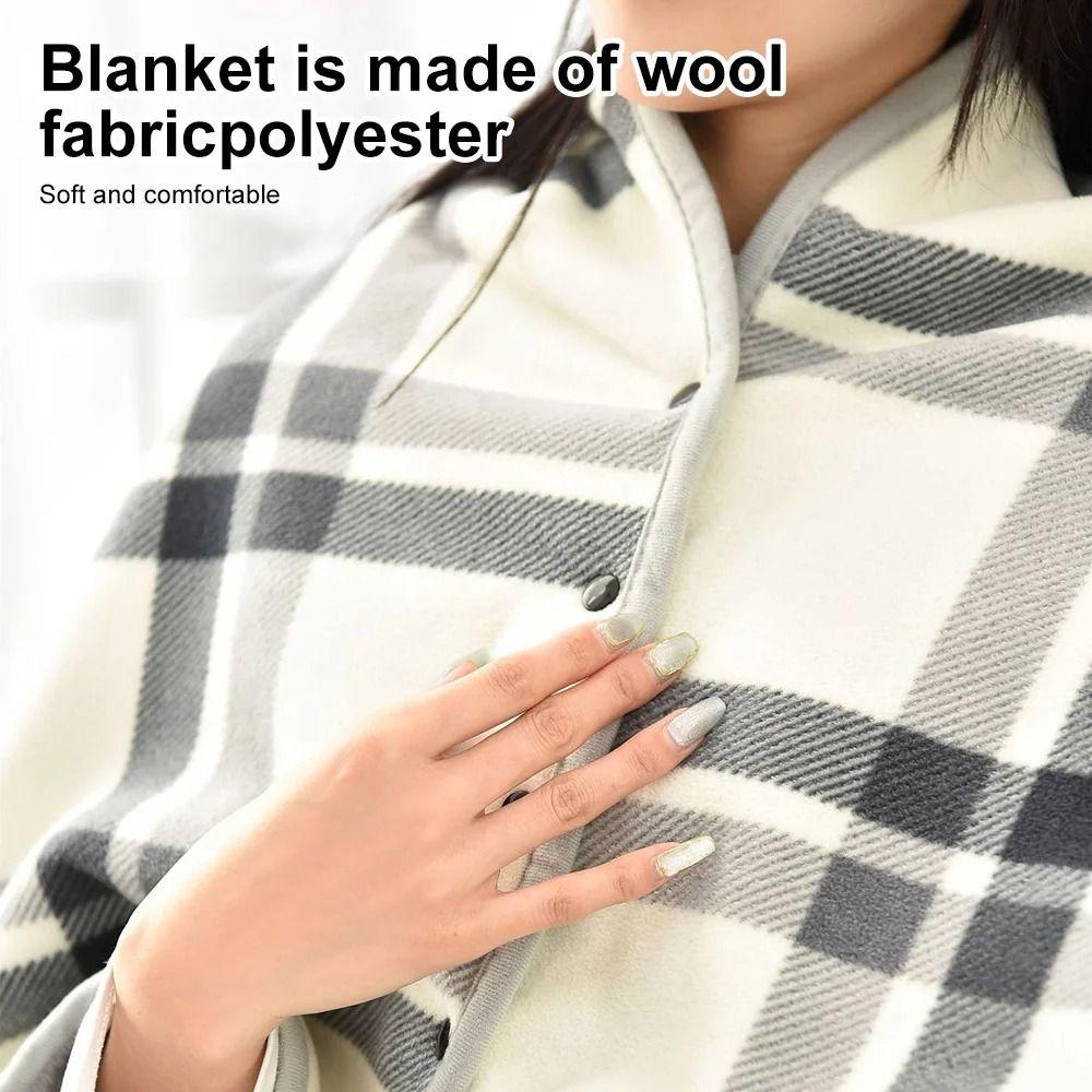 Keep Warm Wearable Shawl Blanket Winter Thick Plaid Blanket  for Women and Office Use