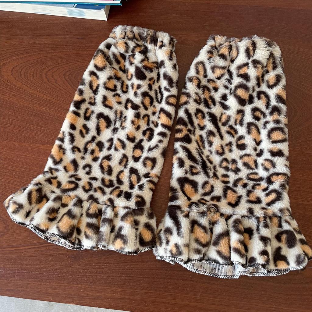 Retro plyšové leopardie ponožky Harajuku Obal ženy Spice Girl Teplejšie nohy do polovice lýtok Ponožky jeseň a zima