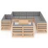 12 Piece Garden Lounge Set with Cushions Solid Pine Wood