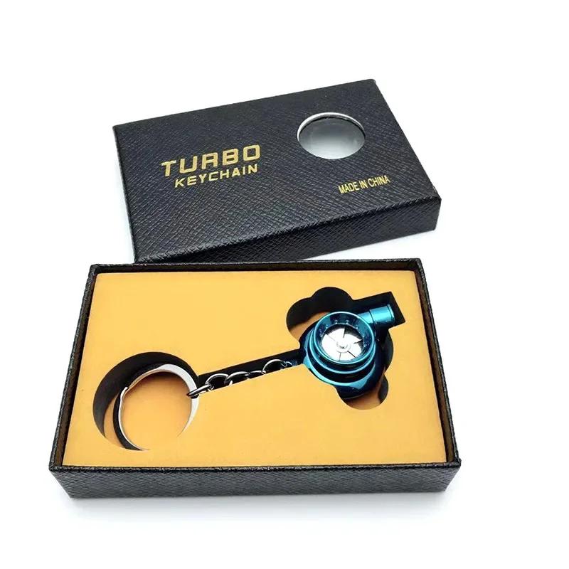 1Pcs Mini Turbo Turbocharger Keychain Spinning Turbine Key Chain Ring Keyring Keyfob Car Keyring Car Interior Accessories