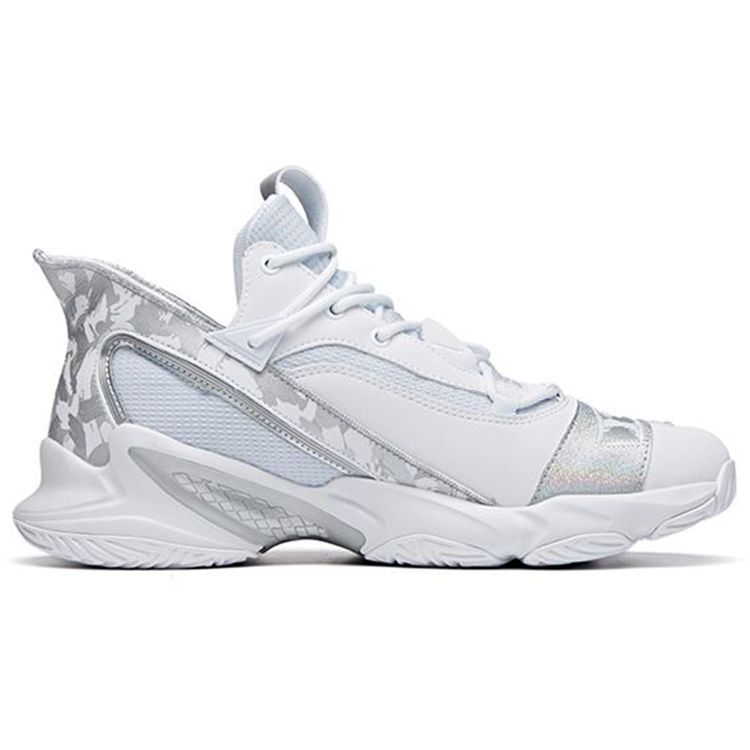 Anta Comfortable Versatile Shock Absorbing Non-Slip Wear-Resistant Mid-Top Basketball Shoes Men Sneaker Silver 11941662S-6